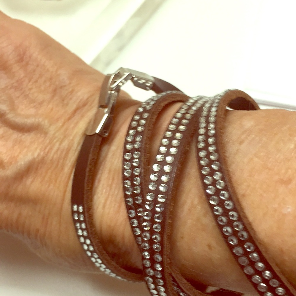 Leather with small perfect crystals